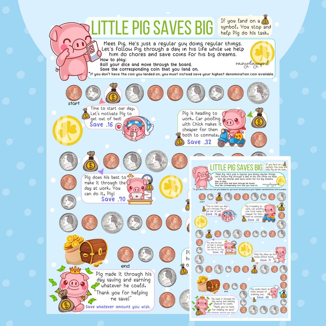 Little Pig Coin Savings Game: Dice Board Challenge (PDF) - Etsy
