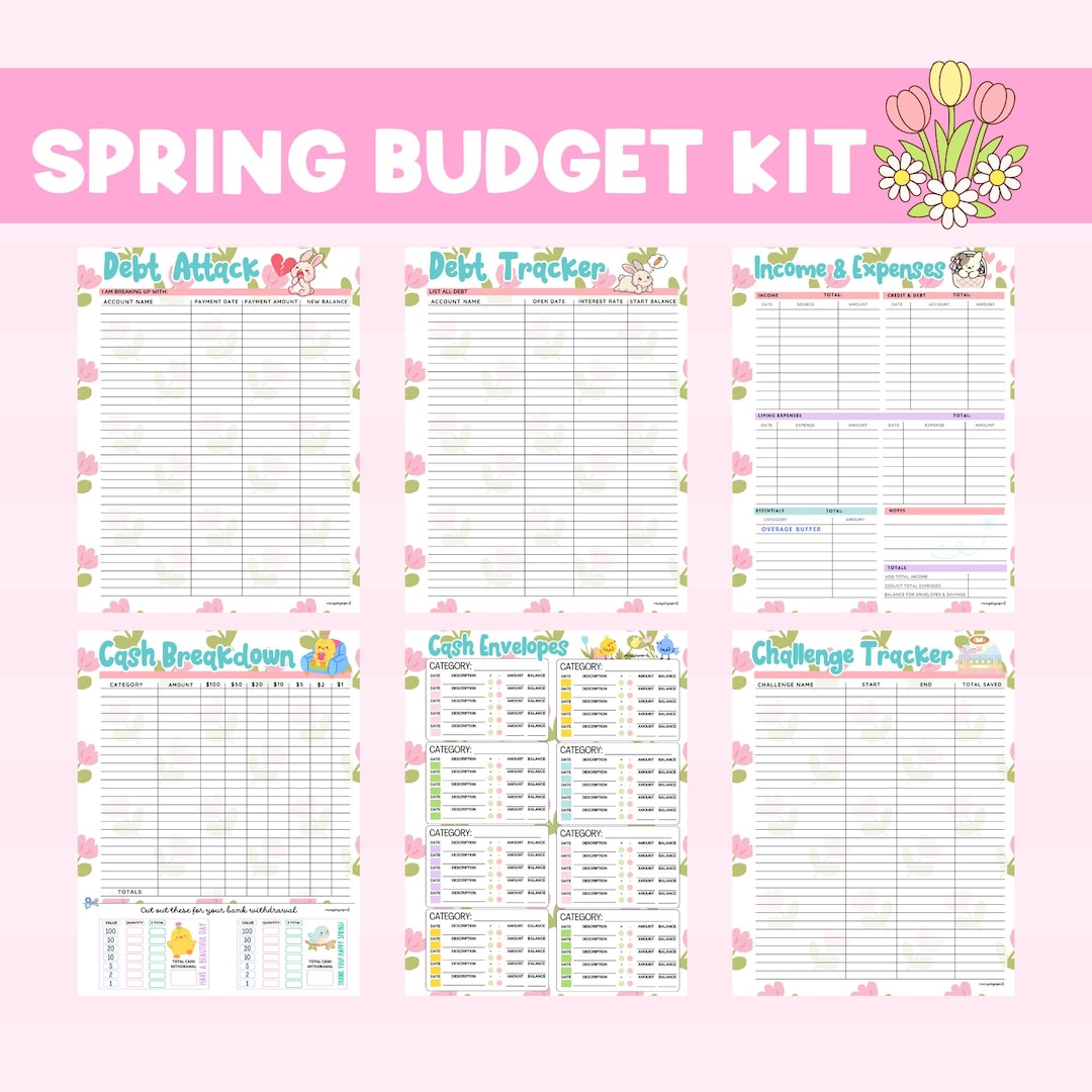 Spring Budget Prints: Calendar, Trackers, Envelope Savings, Budget ...