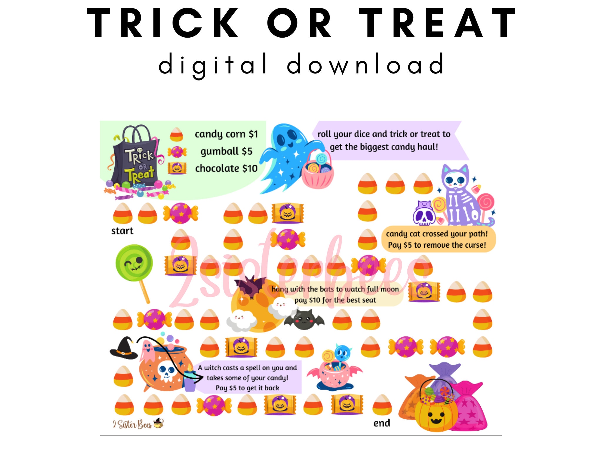TRICK or TREAT Halloween Roll Dice Board | Cash Savings Challenge Game | Digital or Print