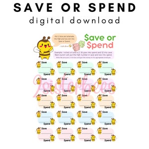 GUARDAR o GASTAR Juego de ahorro de dados / Bee Cute Fun / Play Savings Cash Challenge / Descarga instantánea imprimible
