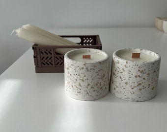 Terrazzo candle, scented candle with wooden wick