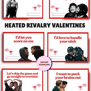 Tarjetas de San Valentín Rivalidad acalorada / Romance de hockey Día de Galentines Shane Ilya Scott Kip