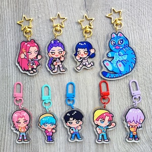 Kpop Demon Hunters Huntrix Saja boys Derpy Tiger keychains