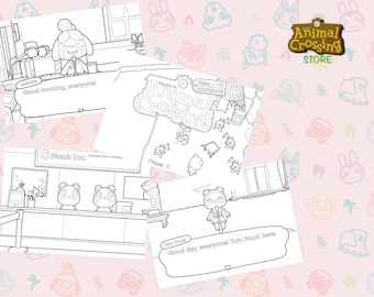 Animal Crossing New Horizons Coloring Pages for Adults and Kids/ ACNH game/ Activity Pages/ Printable Digital Download