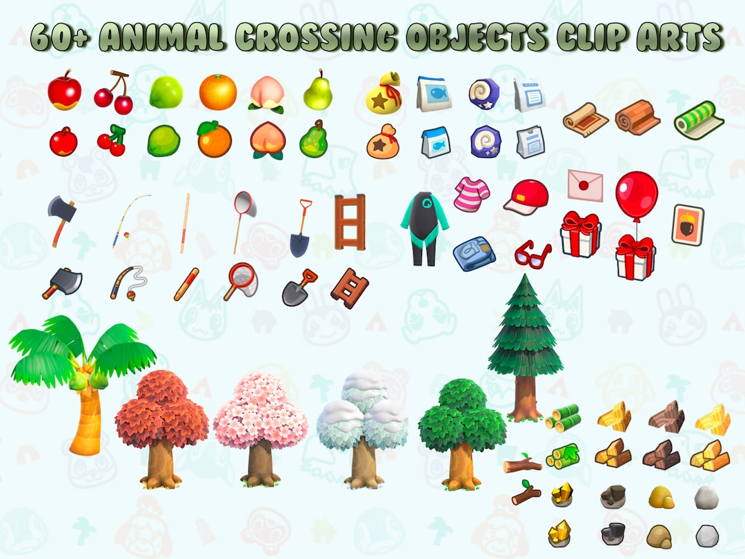 60+ Clipart / Animal Crossing New Horizons / ACNH Gioco / Digital