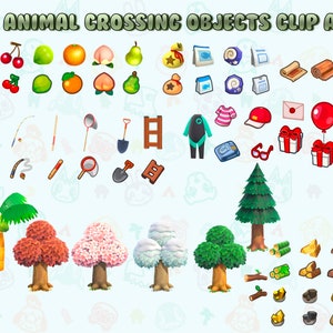 60+ Clipart / Animal Crossing New Horizons / ACNH gra / Naklejki cyfrowe PNG / Cyfrowy planer dziennika