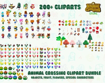 200+ Clipart Bundle | Animal Crossing New Horizons | ACNH game | Digital Stickers PNG | Digital Planner Journaling