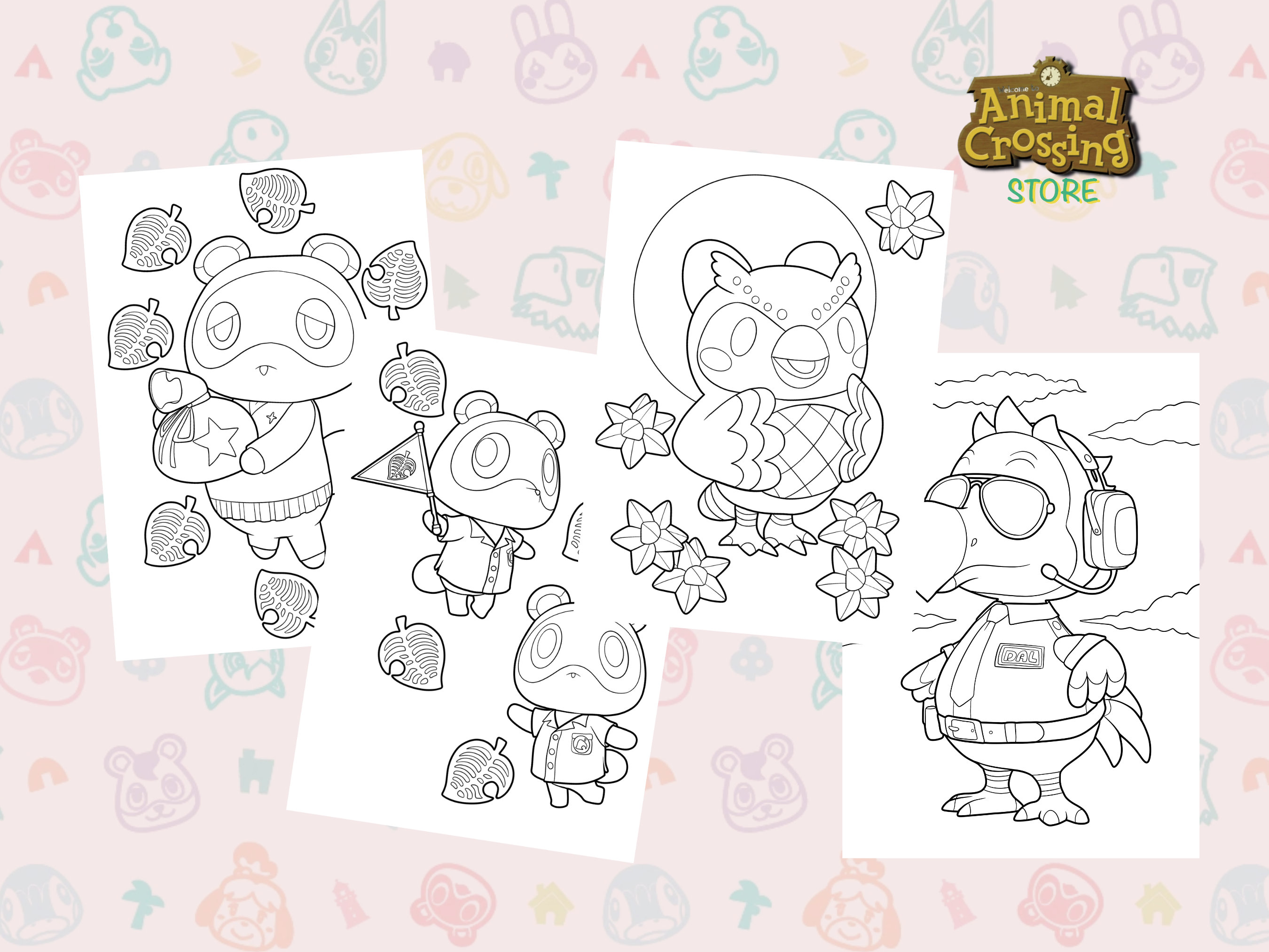 Animal Crossing New Horizons Coloring Pages/acnh Game/4 Activity Pages for  Adults and Kids/ Digital Printable Download 