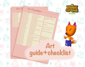 Animal Crossing Art Checklist/ Animal Crossing New Horizons Paintings And Statues List And Guide/ ACNH Game/ Acnh Digital Planner Printable