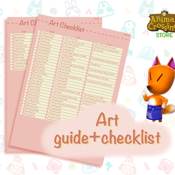 Acnh Art Checklist Etsy