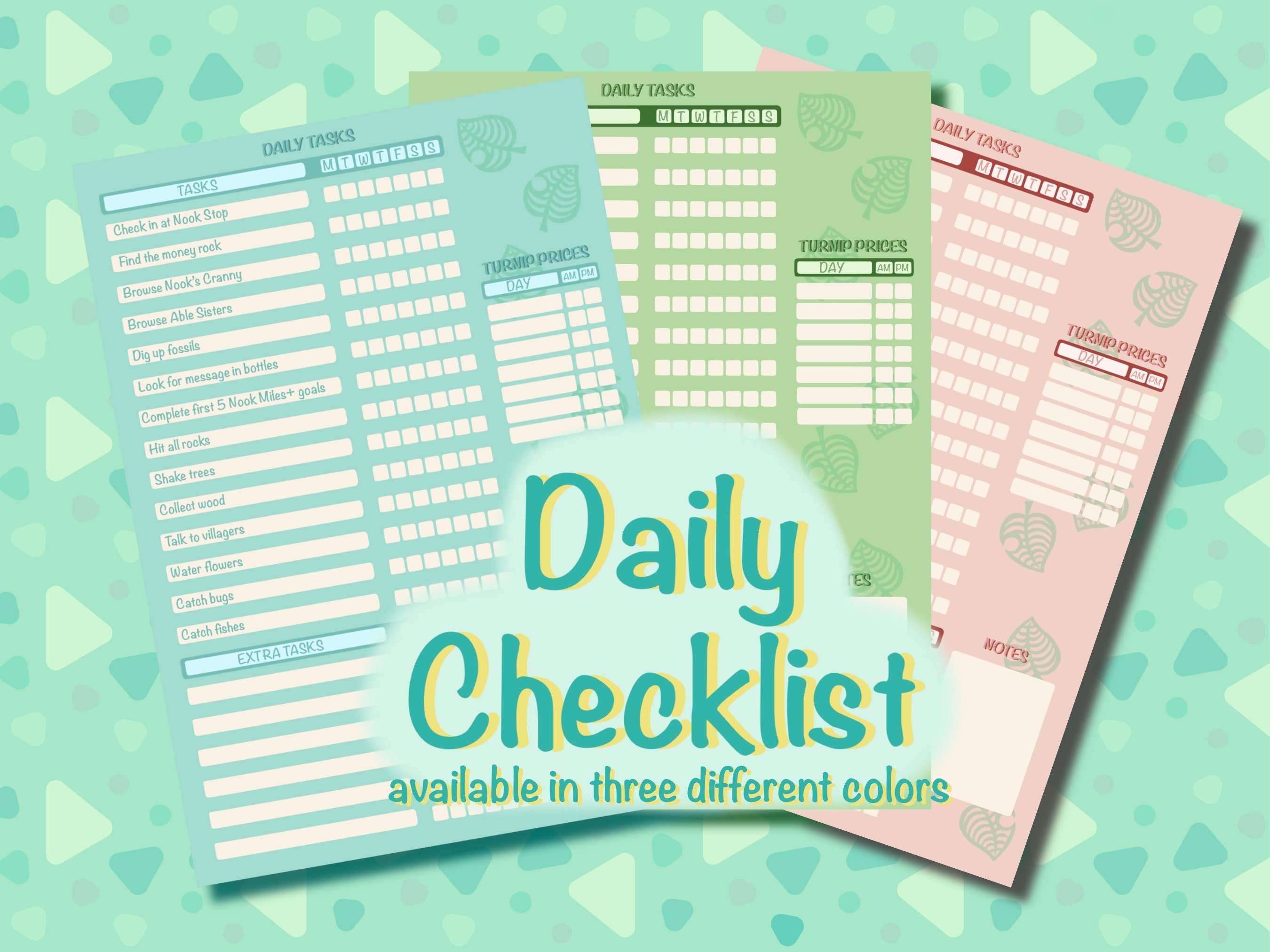 Animal Crossing New Horizons Daily Tasks Checklist/ ACNH Daily Planner