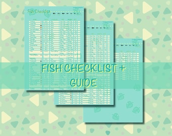 Animal Crossing New Horizons Fish List Guide And Checklist Emisfero sud / ACNH gioco / download digitale / Elenco stampabile