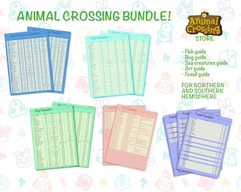 Animal Crossing New Horizons Guide Bundle/ Fish, Bug, Sea Creatures, Art and Fossil Guide and Check list/ ACNH game/Printable Download