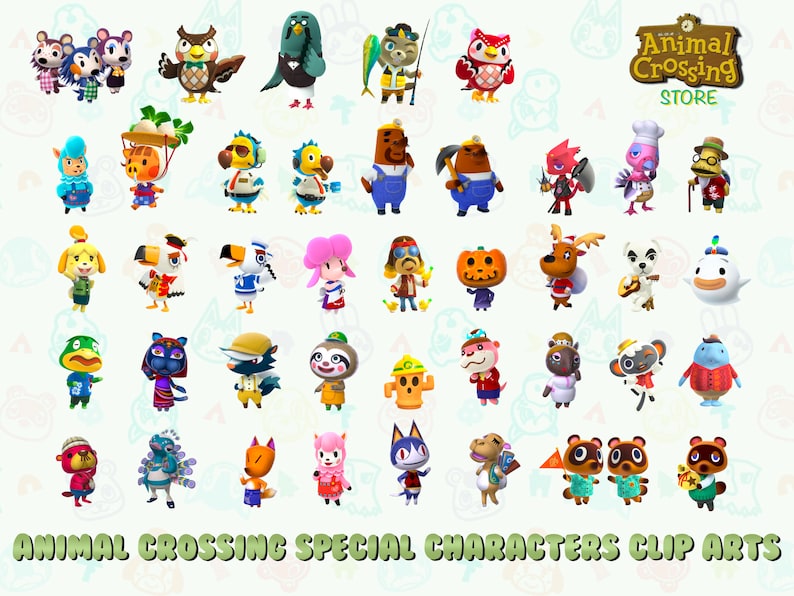 40 Clipart / Personaggi speciali ACNH / Animal Crossing New Horizons / Gioco ACNH / Adesivi digitali PNG / Digital Planner Journaling image 1