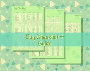 Animal Crossing Bug List Guide And Checklist Südliche Hemisphäre / ACNH Spiel / digitaler Download / Animal Crossing New Horizons Printable