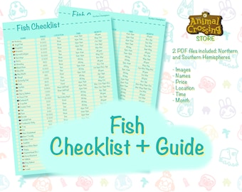 Animal Crossing  Fish Checklist/ Northern and Souther Hemisphere/ Animal Crossing New Horizons Guide/ ACNH Game/ Printable List