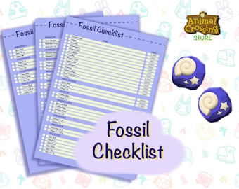Lista kontrolna skamieniałości Animal Crossing/ Planer Animal Crossing New Horizon/ Gra ACNH/ Lista do druku Pobieranie cyfrowe