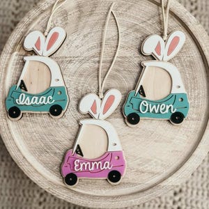 Hase Schiebewagen Ostermarke - Hase Namensschild - Ostern benutzerdefinierte Tag - kleines Kinderauto - Ostern Tischkarte - Hase Namensschild - Kinder Osternest