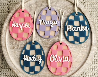 Easter Basket Tag, Personalized Easter Basket Name Tag, Custom Easter Tag, Acrylic Bunny Tag, Custom Easter Bunny Tag, Personalized Name Tag