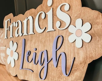 Floral Nursery Sign, Baby Girl Nursery Sign, Baby Girl Decor, Baby Girl Name Sign, Daisy Name Sign