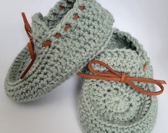 Baby Moccasin Slippers - Mint Green