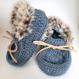 Baby Moccasin Slippers - Denim Blue