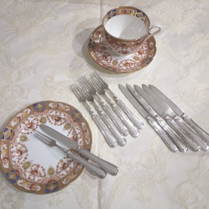 kleines Vorspeisenbesteck 6 Personen (12 Teile) um 1900 Vintage EPNS Sheffield versilbert