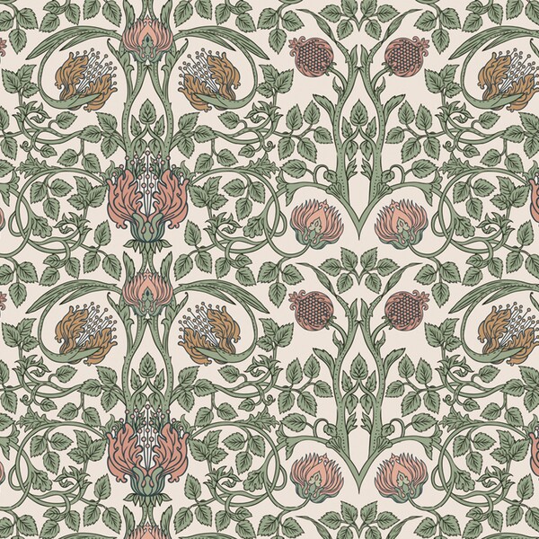 Jugendstil Granatapfel William Morris Stil Geschenkpapier Bastelpapier einzeln oder als Set von 10 gleichen Mustern