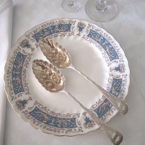 B10 Besteck 2 große Früchtelöffel Salatbesteck Vintage EPNS versilbert Vorlegebesteck um 1890