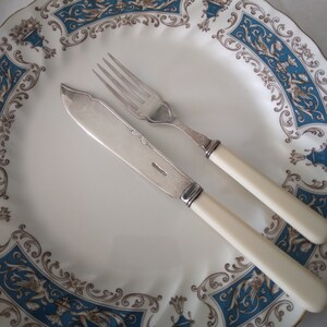 B2 fish cutlery for 6 people (12 pieces) vintage EPNS silver-plated serving cutlery around 1920