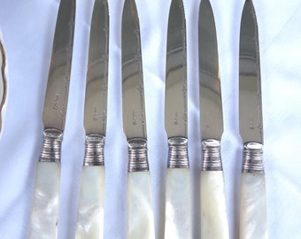 Rare mother-of-pearl fruit knife fruit cutlery EPNS Sheffield silvered England around 1893