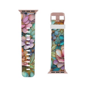Uhrenarmband Blumen Apfel, Uhrenarmband für Frauen, Uhrenarmband Blumenmuster, Armband Bunt, Geschenk für Sie
