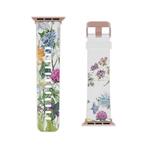 Colorful Wildflower Apple Watch Band, Colorful Watch Strap, Boho Style Wristband, Spring Floral Design, Gift for Her, Stylish Accessory