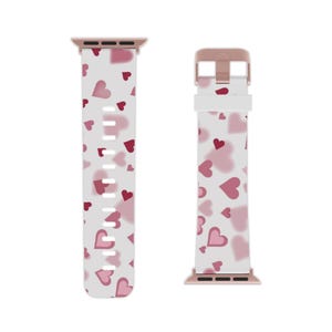 Heart Pattern Apple Watch Band, Romantic Gift for Her, Cute Wrist Accessory, Valentine Day, Love Theme, Customizable Watch Strap