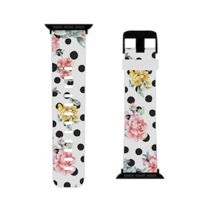 Floral Polka Dot Apple Uhrenarmband, stilvolles Tech Accessoire, Geschenk für Sie, Sommer Vibes, Floral Uhrenarmband, Ersatzband, Uhrenarmband