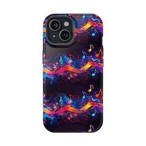 Vibrant Music- Themed Phone Case, Music Lover Gift, Colorful Magnetic Tough Cases, Unique Smartphone Accessory, Trendy Gift for Musicians