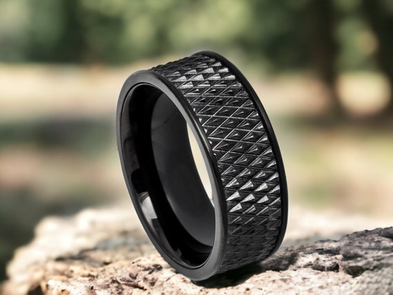 Spiked Design Ring top Tungsten Unique Wedding Band Anniversary Ring