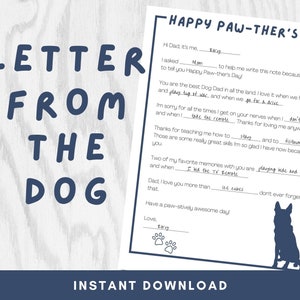 Carta imprimible del Día de Pawther a papá perro de pastor alemán / Regalo del Día del Padre para el dueño de un perro / Idea de regalo rápida para el mejor papá perro
