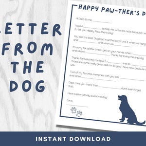Regalo para el Día del Padre para papá de un perro, fácil de imprimir en casa, de Golden Retriever / Feliz Día del PADRE / Carta imprimible para papá de un perro / Descarga hoy