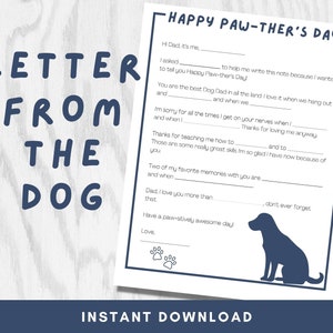 A papá de perro / Carta imprimible a papá perro / Tarjeta del día de Pawther de perro / Labrador Retriever / Feliz día del padre Nota divertida para mascotas / PDF