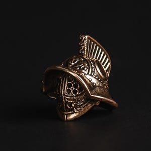 Gladiator Helmet Brass Paracord Bead - Knife Lanyard Bead, Solid Cast Brass EDC Bead with Dark Patina, Keychain or Bracelet Bead