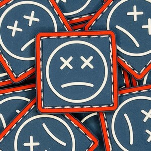 Sad Face PVC Morale Patch, Blue Red White Ranger Eye Patch