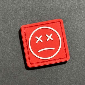 Sad Mood Face PVC Patch – Red & White Ranger Eye, Hook and Loop