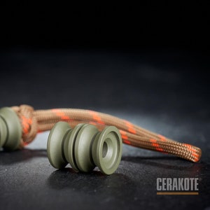 Bead For Knife Lanyard Cylinder Cerakote Coating H-248 Forest Green knife lanyard paracord bead