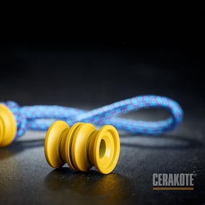 Paracord Knife Lanyard Bead Cylinder Cerakote Coating H-144 Corvette Yellow knife lanyard paracord bead
