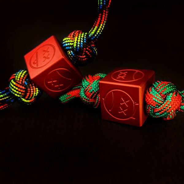 Paracord kraal Cube Smile Faces Red Matte EDC Gear Knife Bead Solid Aluminium Paracord Lanyard