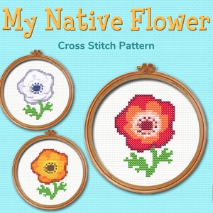 ACNH Windflower cross stitch pattern, DIY easy embroidery, Pdf digital instant download