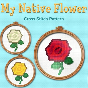 ACNH Rose cross stitch pattern, DIY easy embroidery, Pdf digital instant download