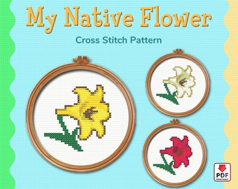 ACNH Lily cross stitch pattern, DIY easy embroidery, Pdf digital instant download