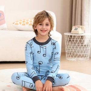 100% Organic Cotton Long Sleeve Pajamas Music note